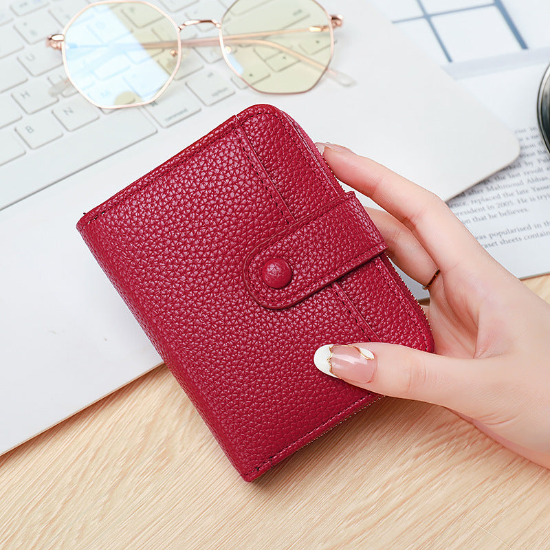 Women's Lychee Pattern Organ Short Wallet